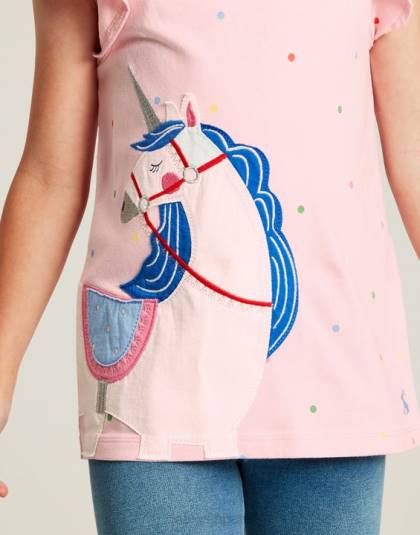 衣服 jp Joules 女の子 フラッターアストラ 半袖Tシャツ 2-8歳 ピンクのユニコーン 46RH290