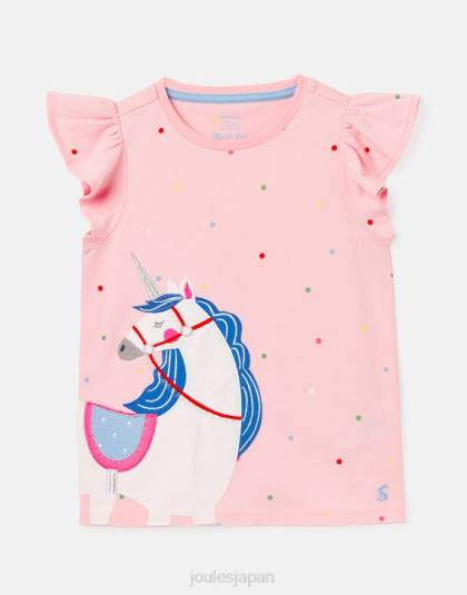 衣服 jp Joules 女の子 フラッターアストラ 半袖Tシャツ 2-8歳 ピンクのユニコーン 46RH290