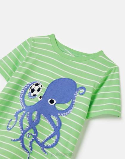 衣服 jp Joules 男の子たち アーチー半袖アップリケ T シャツ 2 ～ 8 歳 緑のタコ 46RH367
