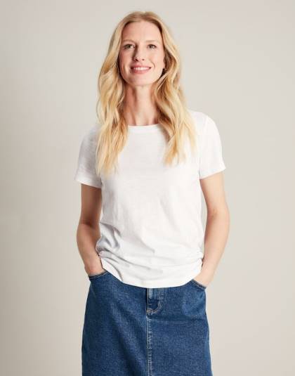衣服 jp Joules 女性 カーリー ソリッド クラシック クルー T シャツ 明るい白色 46RH103