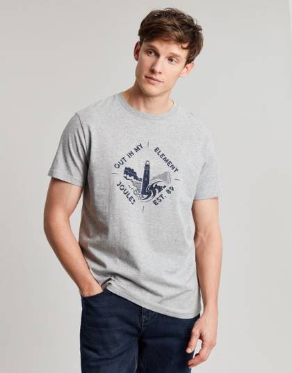 衣服 jp Joules 男性 フリン グラフィック T シャツ グレーメランジ 46RH184