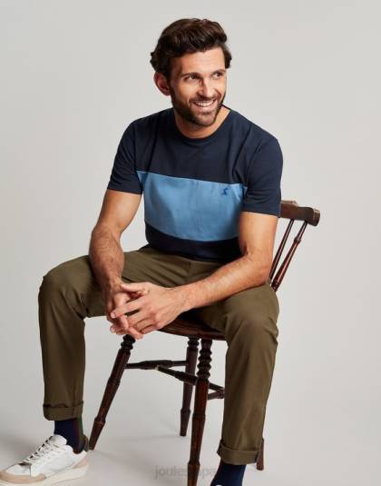 衣服 jp Joules 男性 カラーブロック ショートスリーブ Tシャツ ブルーのカラーブロック 46RH202