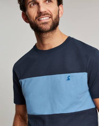 衣服 jp Joules 男性 カラーブロック ショートスリーブ Tシャツ ブルーのカラーブロック 46RH202