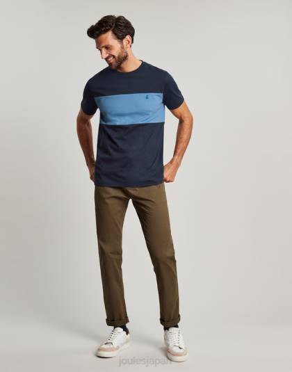 衣服 jp Joules 男性 カラーブロック ショートスリーブ Tシャツ ブルーのカラーブロック 46RH202