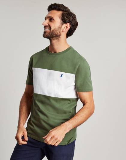 衣服 jp Joules 男性 カラーブロック ショートスリーブ Tシャツ 緑色のカラーブロック 46RH207