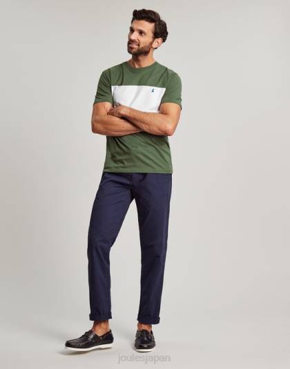 衣服 jp Joules 男性 カラーブロック ショートスリーブ Tシャツ 緑色のカラーブロック 46RH207