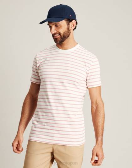 衣服 jp Joules 男性 ボートハウスストライプTシャツ ピンク白のストライプ 46RH208