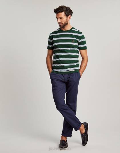 衣服 jp Joules 男性 ボートハウスストライプTシャツ 緑のマルチストライプ 46RH209