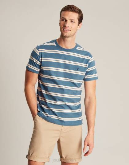 衣服 jp Joules 男性 ボートハウスストライプTシャツ ブルーゴールドストライプ 46RH210