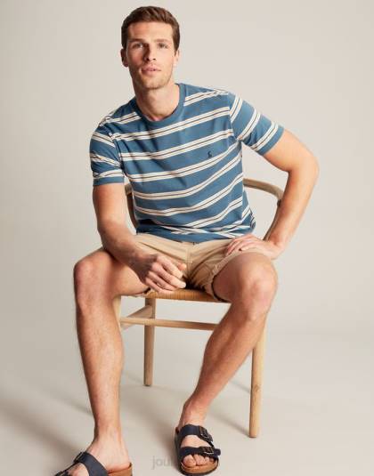 衣服 jp Joules 男性 ボートハウスストライプTシャツ ブルーゴールドストライプ 46RH210