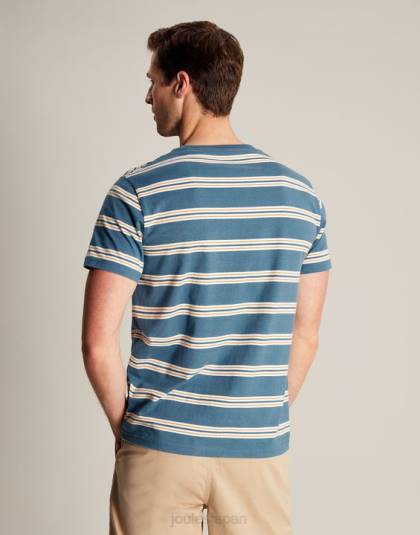 衣服 jp Joules 男性 ボートハウスストライプTシャツ ブルーゴールドストライプ 46RH210