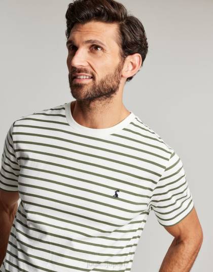 衣服 jp Joules 男性 ボートハウスストライプTシャツ ホワイトカーキストライプ 46RH252