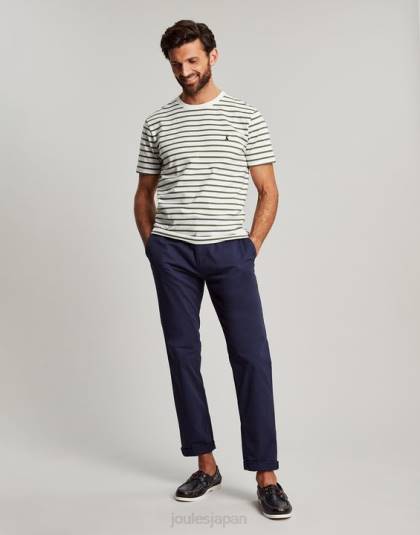 衣服 jp Joules 男性 ボートハウスストライプTシャツ ホワイトカーキストライプ 46RH252