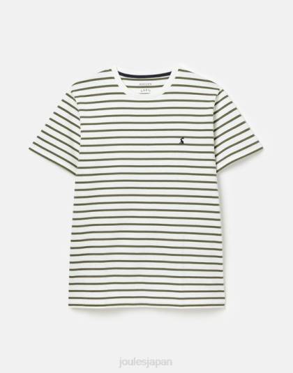 衣服 jp Joules 男性 ボートハウスストライプTシャツ ホワイトカーキストライプ 46RH252