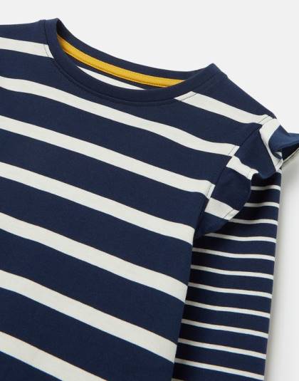衣服 jp Joules 女の子 エローラ長袖ジャージTシャツ ネイビーホワイトストライプ 46RH324