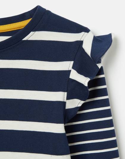 衣服 jp Joules 女の子 エローラ長袖ジャージTシャツ ネイビーホワイトストライプ 46RH324