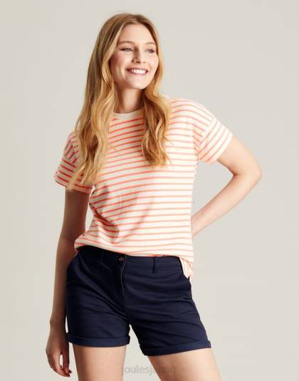 衣服 jp Joules 女性 メイシーストライプ半袖Tシャツ ピンクのストライプ 46RH33