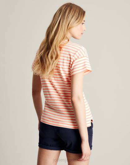 衣服 jp Joules 女性 メイシーストライプ半袖Tシャツ ピンクのストライプ 46RH33