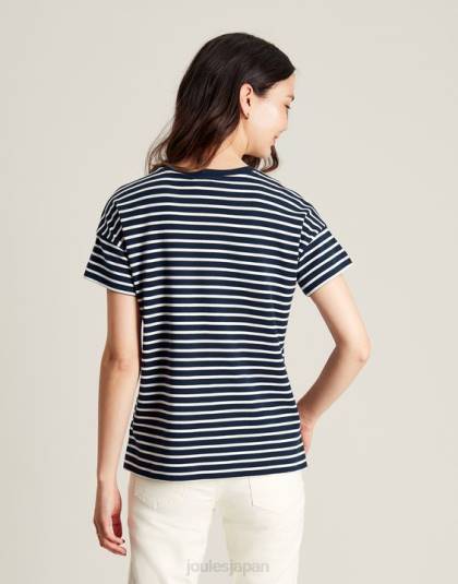 衣服 jp Joules 女性 メイシーストライプ半袖Tシャツ ネイビーストライプ 46RH54