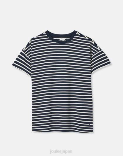 衣服 jp Joules 女性 メイシーストライプ半袖Tシャツ ネイビーストライプ 46RH54