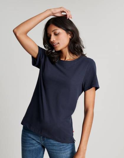 衣服 jp Joules 女性 カーリー ソリッド クラシック クルー T シャツ フランス海軍 46RH76