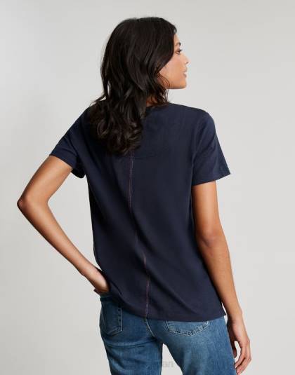 衣服 jp Joules 女性 カーリー ソリッド クラシック クルー T シャツ フランス海軍 46RH76