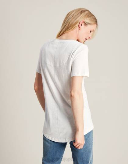 衣服 jp Joules 女性 セリーナ ソリッド V ネック T シャツ 明るい白色 46RH60