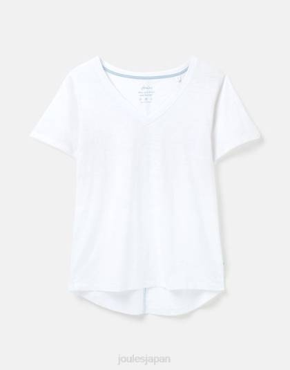 衣服 jp Joules 女性 セリーナ ソリッド V ネック T シャツ 明るい白色 46RH60