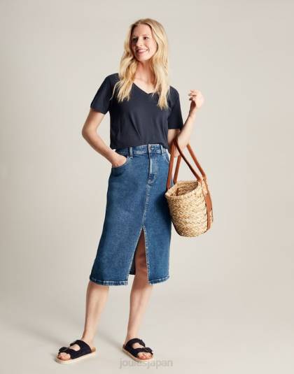 衣服 jp Joules 女性 セリーナ ソリッド V ネック T シャツ フランス海軍 46RH77