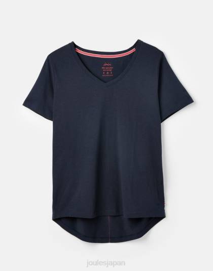 衣服 jp Joules 女性 セリーナ ソリッド V ネック T シャツ フランス海軍 46RH77