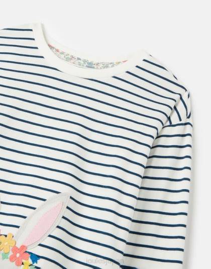 衣服 jp Joules 女の子 ava 長袖 T シャツ 2-12 歳 クリームネイビーストライプ 46RH281