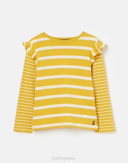 衣服 jp Joules 女の子 elora 長袖ジャージ T シャツ 2 ～ 12 歳 黄色のストライプ 46RH302