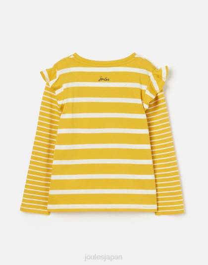 衣服 jp Joules 女の子 elora 長袖ジャージ T シャツ 2 ～ 12 歳 黄色のストライプ 46RH302